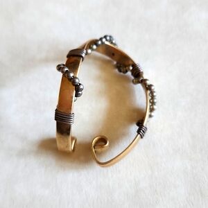 Ear Cuff Vintage Boho Gold & Silver-Tone Ear Cuff with Metal Beaded Wrap Design